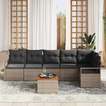 Gartensofa-set 7 stk. Grau Poly-Rattan