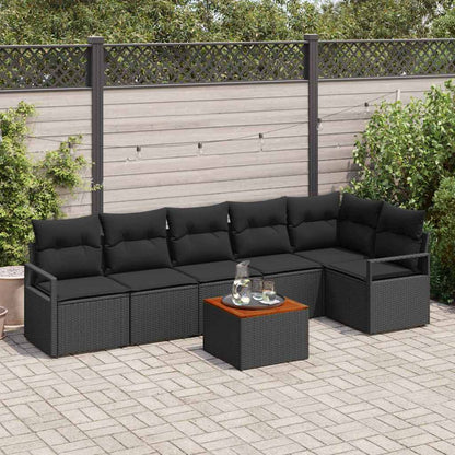 Gartensofa-set 7 stk. Schwarz Poly-Rattan