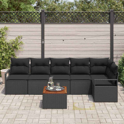 Gartensofa-set 7 stk. Schwarz Poly-Rattan