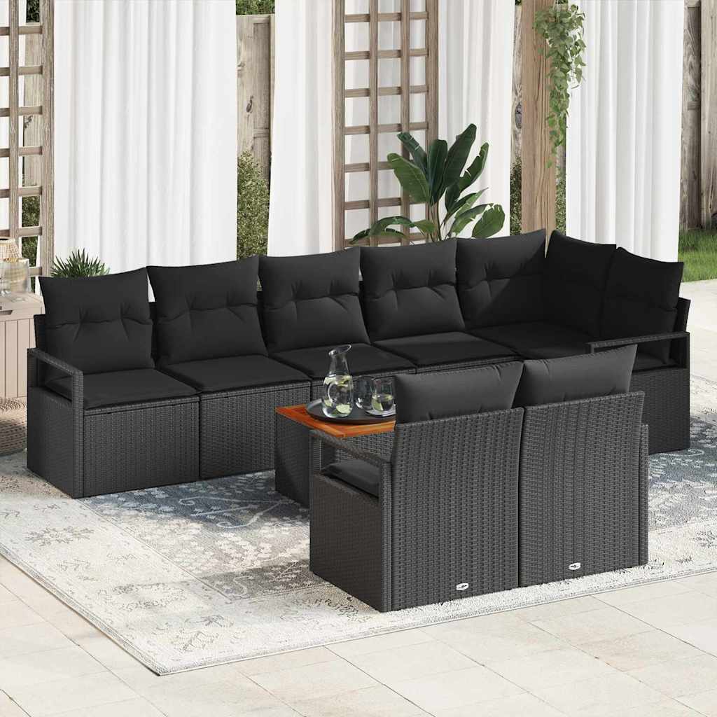 Gartensofa-set 9 stk. Schwarz Poly-Rattan