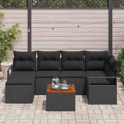 Gartensofa-set 7 stk. Schwarz Poly-Rattan