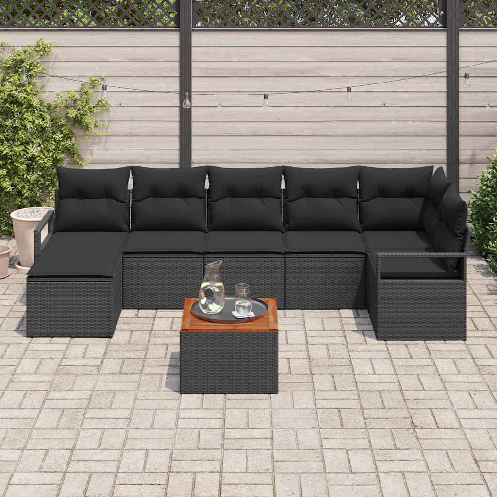 Gartensofa-set 8 stk. Schwarz Poly-Rattan