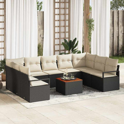 Gartensofa-set 10 stk. Schwarz Poly-Rattan
