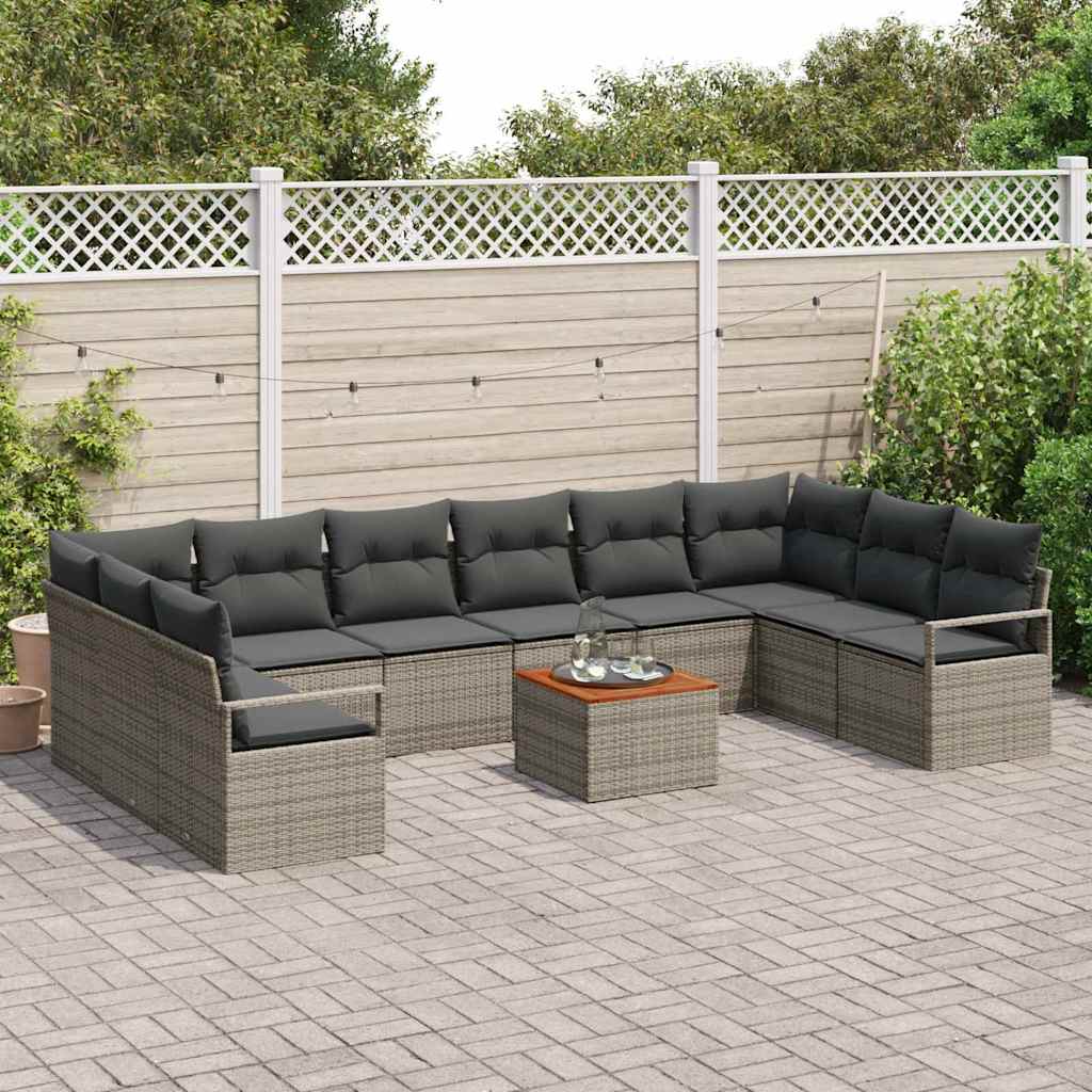 Gartensofa-set 11 stk. Grau Poly-Rattan
