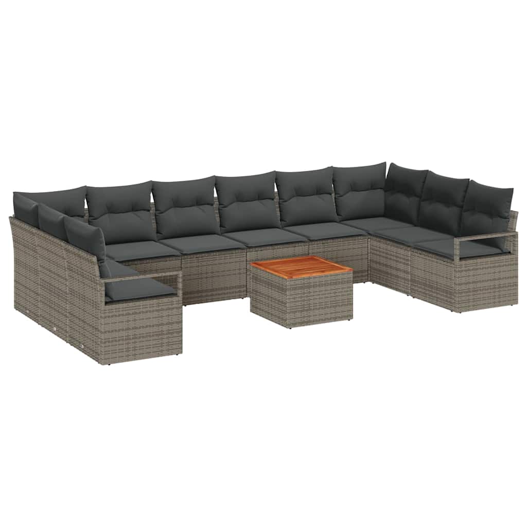 Gartensofa-set 11 stk. Grau Poly-Rattan