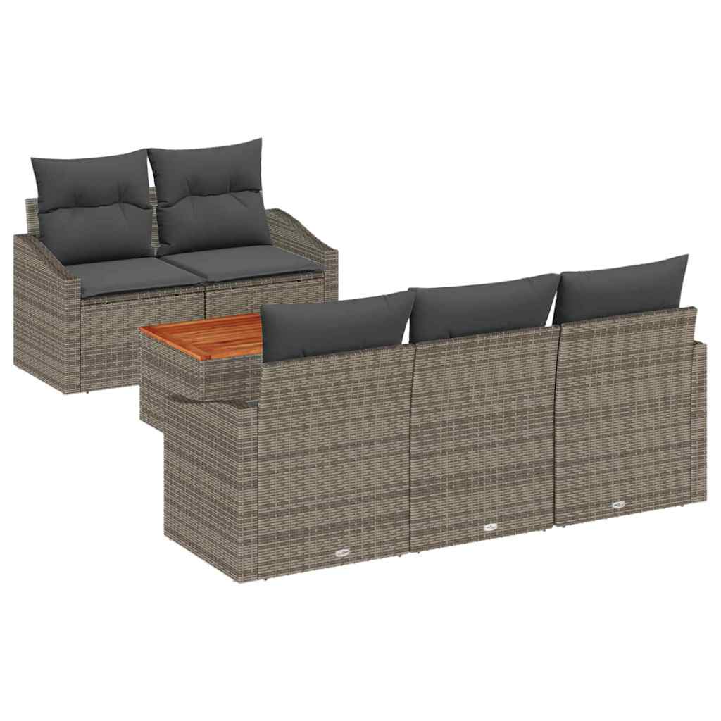 Gartensofa-set 6 stk. Grau Poly-Rattan