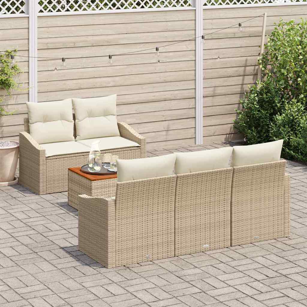 Gartensofa-set 6 stk. Beige Poly-Rattan