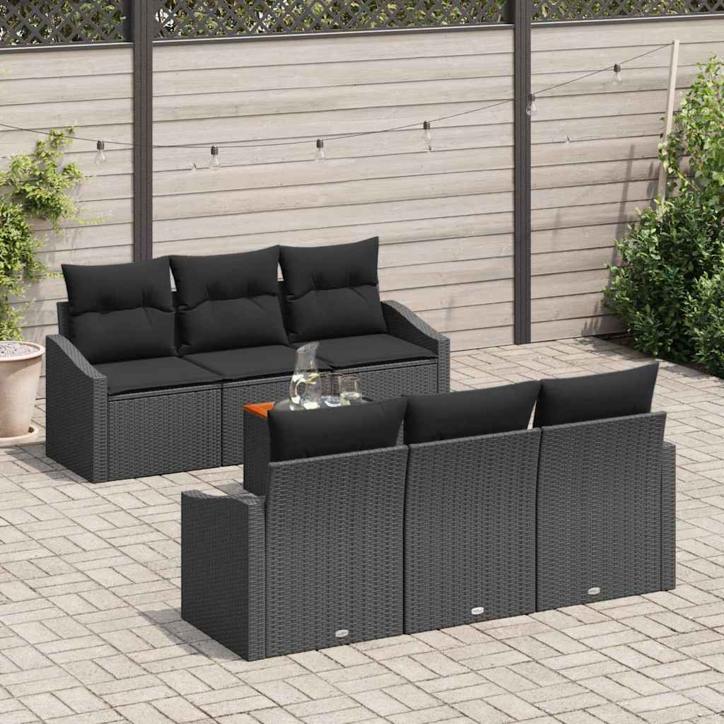 Gartensofa-set 7 stk. Schwarz Poly-Rattan