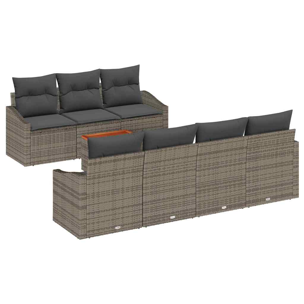 Gartensofa-set 8 stk. Grau Poly-Rattan