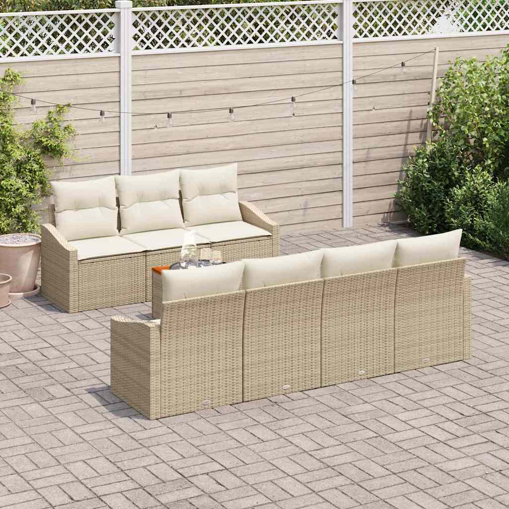 Gartensofa-set 8 stk. Beige Poly-Rattan