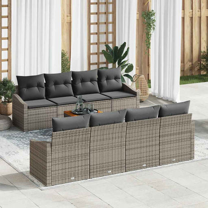 Gartensofa-set 9 stk. Grau Poly-Rattan