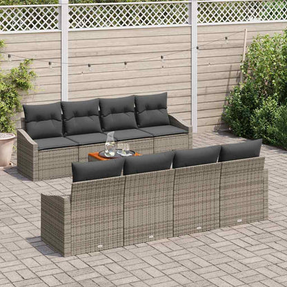 Gartensofa-set 9 stk. Grau Poly-Rattan