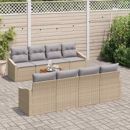 Gartensofa-set 9 stk. Beige Poly-Rattan