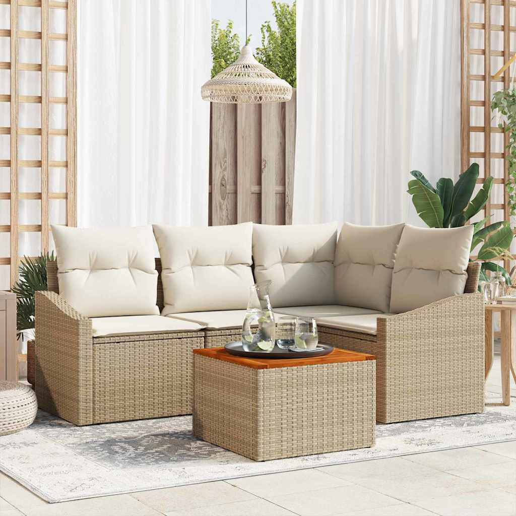 Gartensofa-set 5 stk. Beige Poly-Rattan