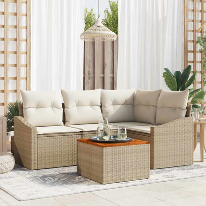 Gartensofa-set 5 stk. Beige Poly-Rattan