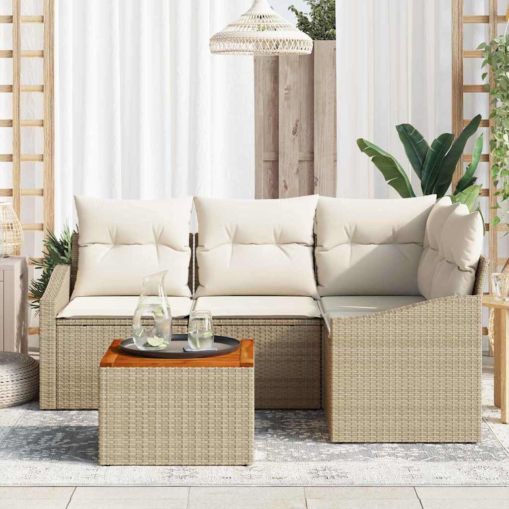 Gartensofa-set 5 stk. Beige Poly-Rattan