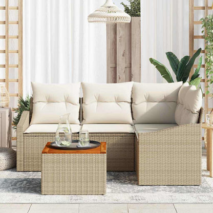 Gartensofa-set 5 stk. Beige Poly-Rattan