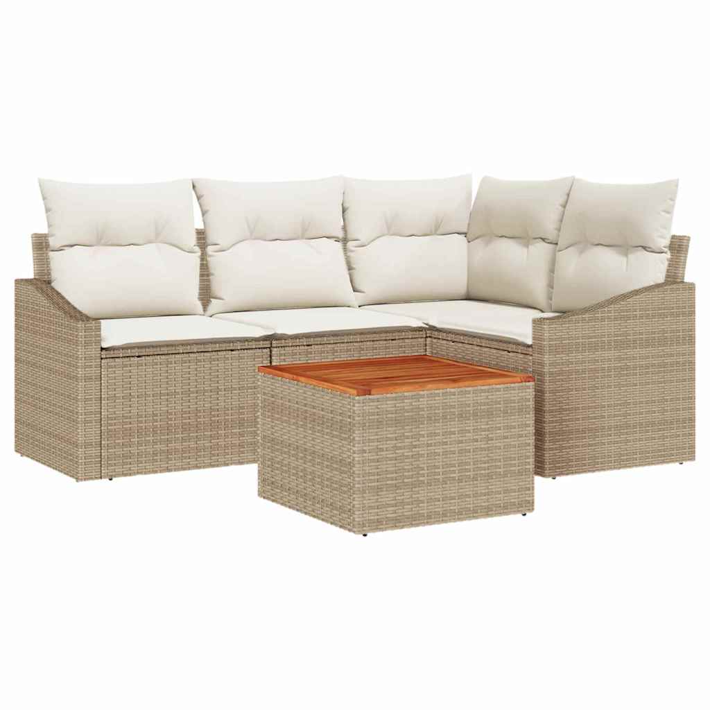 Gartensofa-set 5 stk. Beige Poly-Rattan