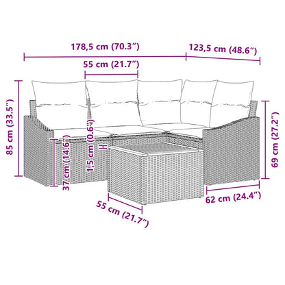 Gartensofa-set 5 stk. Beige Poly-Rattan