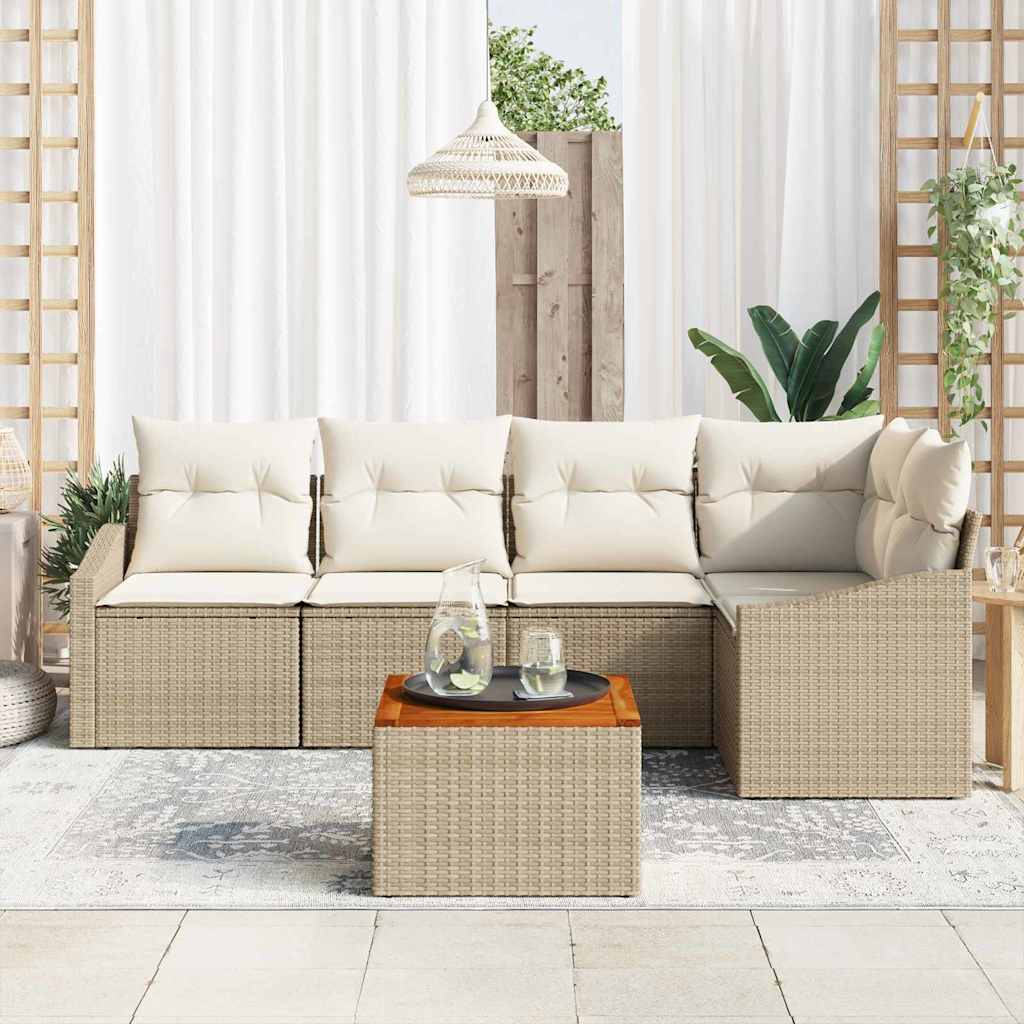 Gartensofa-set 6 stk. Beige Poly-Rattan