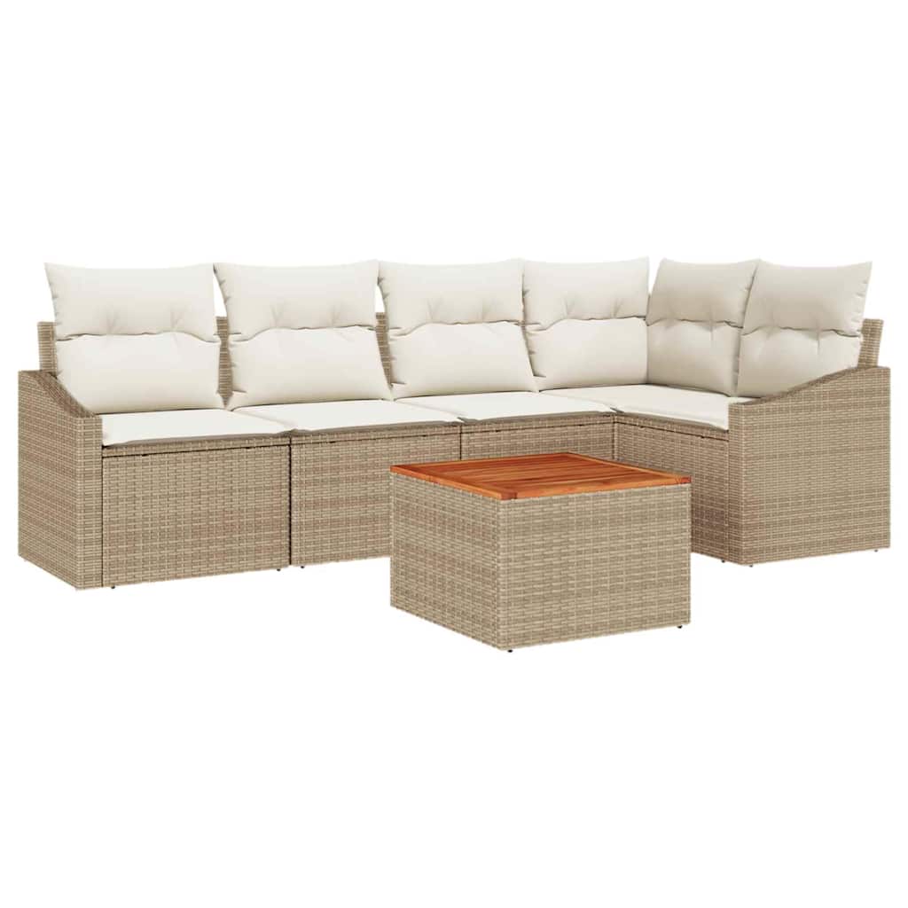 Gartensofa-set 6 stk. Beige Poly-Rattan