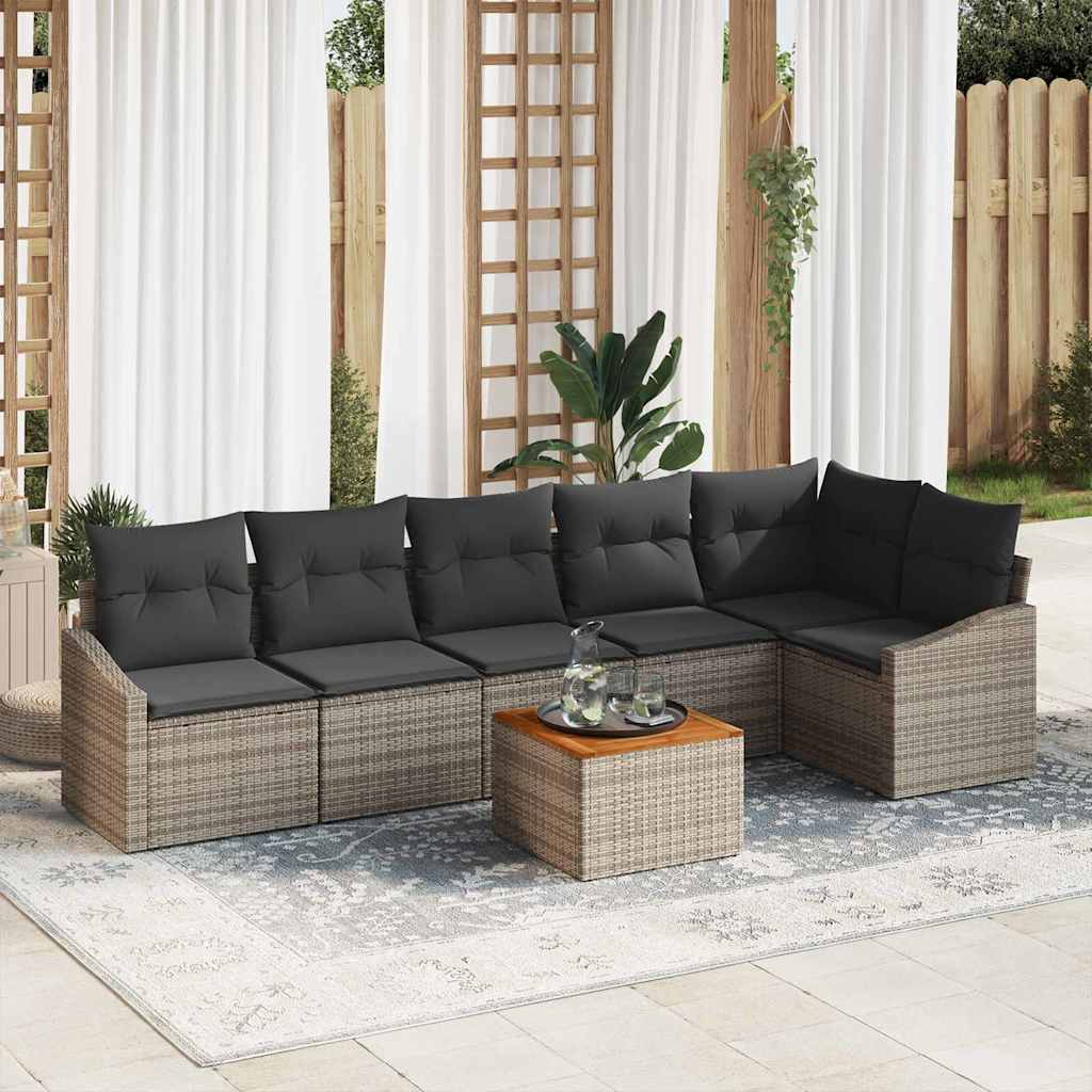 Gartensofa-set 7 stk. Grau Poly-Rattan