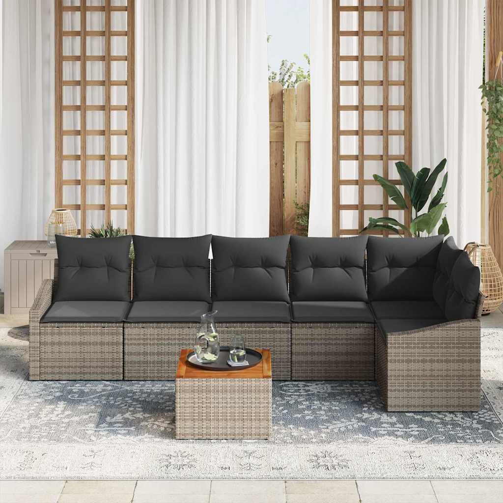 Gartensofa-set 7 stk. Grau Poly-Rattan