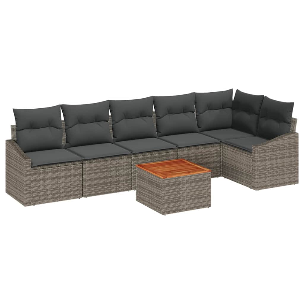 Gartensofa-set 7 stk. Grau Poly-Rattan