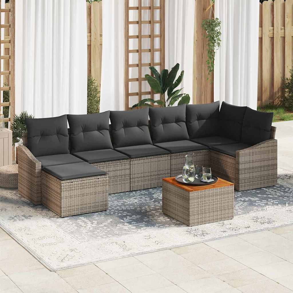 Gartensofa-set 8 Stk. Grau Poly-Rattan