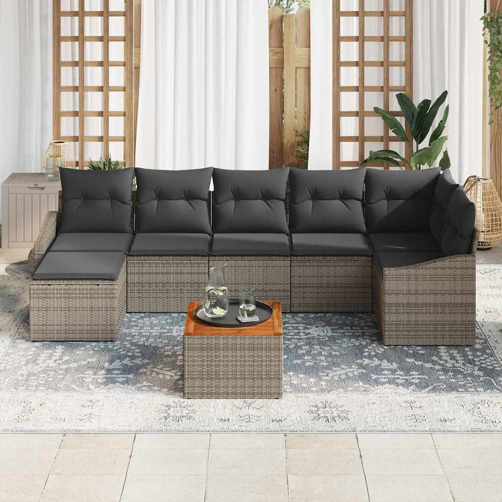 Gartensofa-set 8 Stk. Grau Poly-Rattan