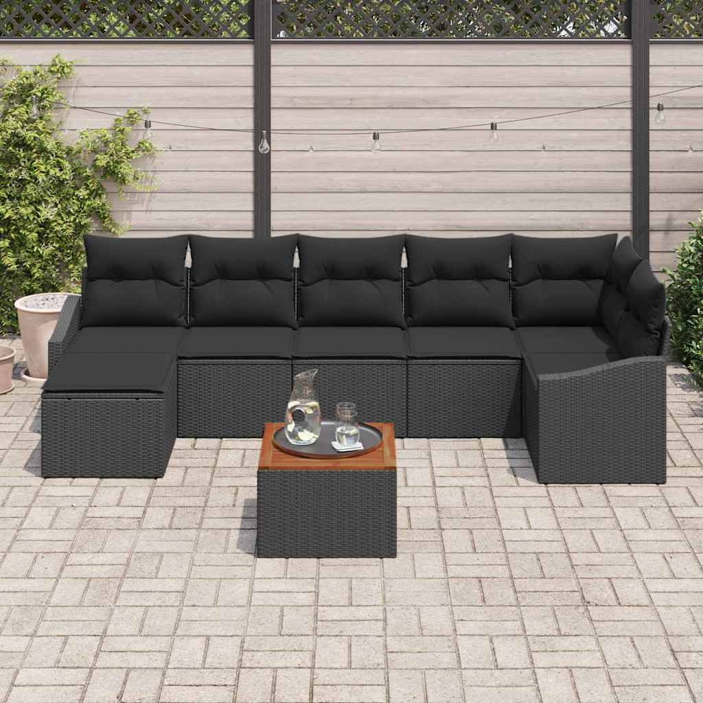 Gartensofa-set 8 stk. Schwarz Poly-Rattan