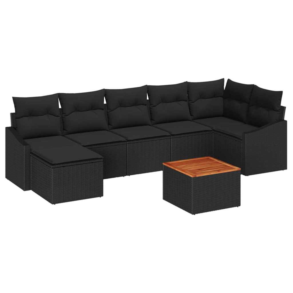 Gartensofa-set 8 stk. Schwarz Poly-Rattan