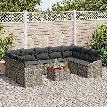 Gartensofa-set 10 stk. Grau Poly-Rattan