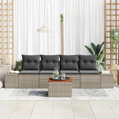 Gartensofa-set 5 stk. Grau Poly-Rattan