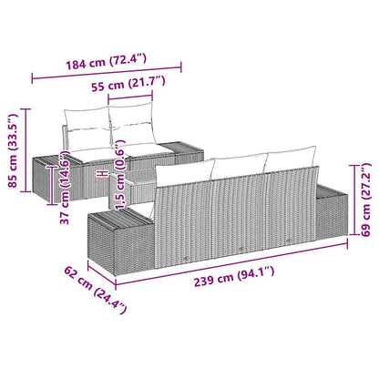 Gartensofa-set 6 stk. Beige Poly-Rattan