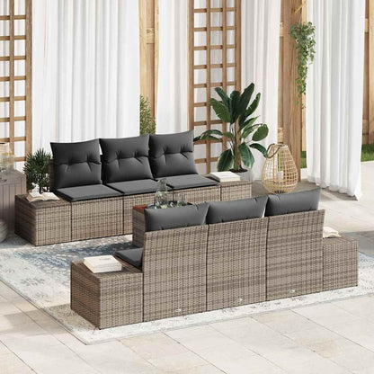 Gartensofa-set 7 stk. Grau Poly-Rattan