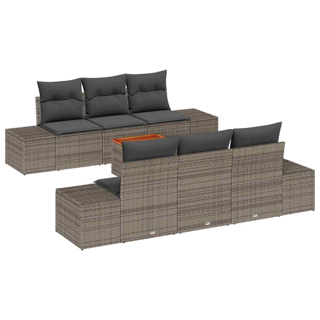 Gartensofa-set 7 Stk. Grau Poly-Rattan