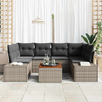 Gartensofa-set 7 stk. Grau Poly-Rattan