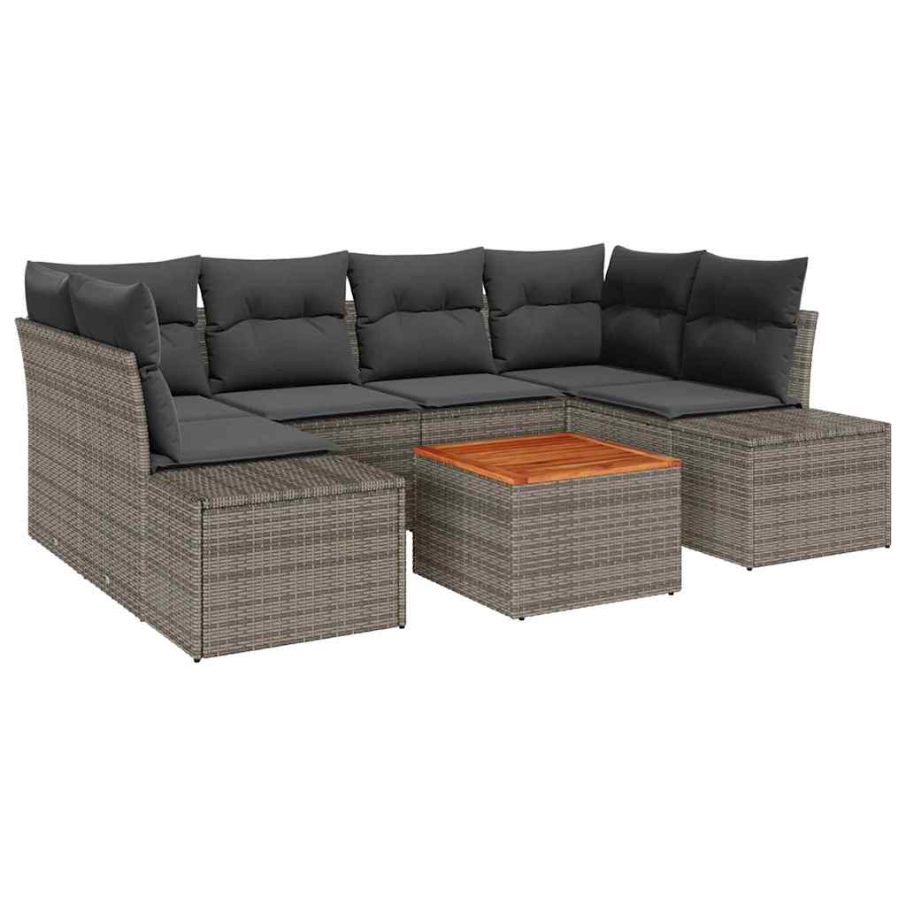 Gartensofa-set 7 Stk. Grau Poly-Rattan