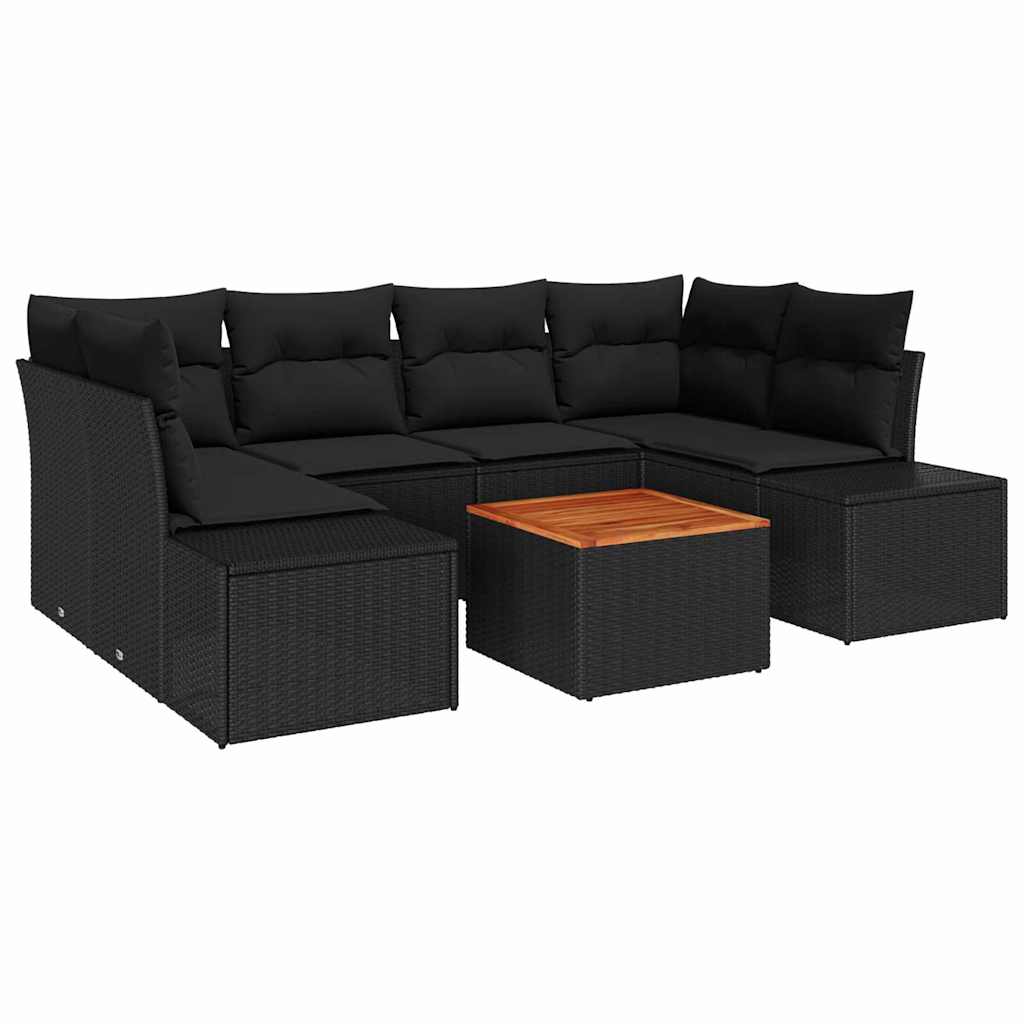 Gartensofa-set 7 stk. Schwarz Poly-Rattan