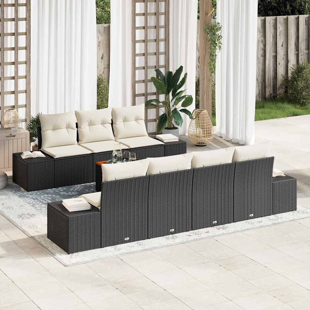 Gartensofa-set 8 stk. Schwarz Poly-Rattan
