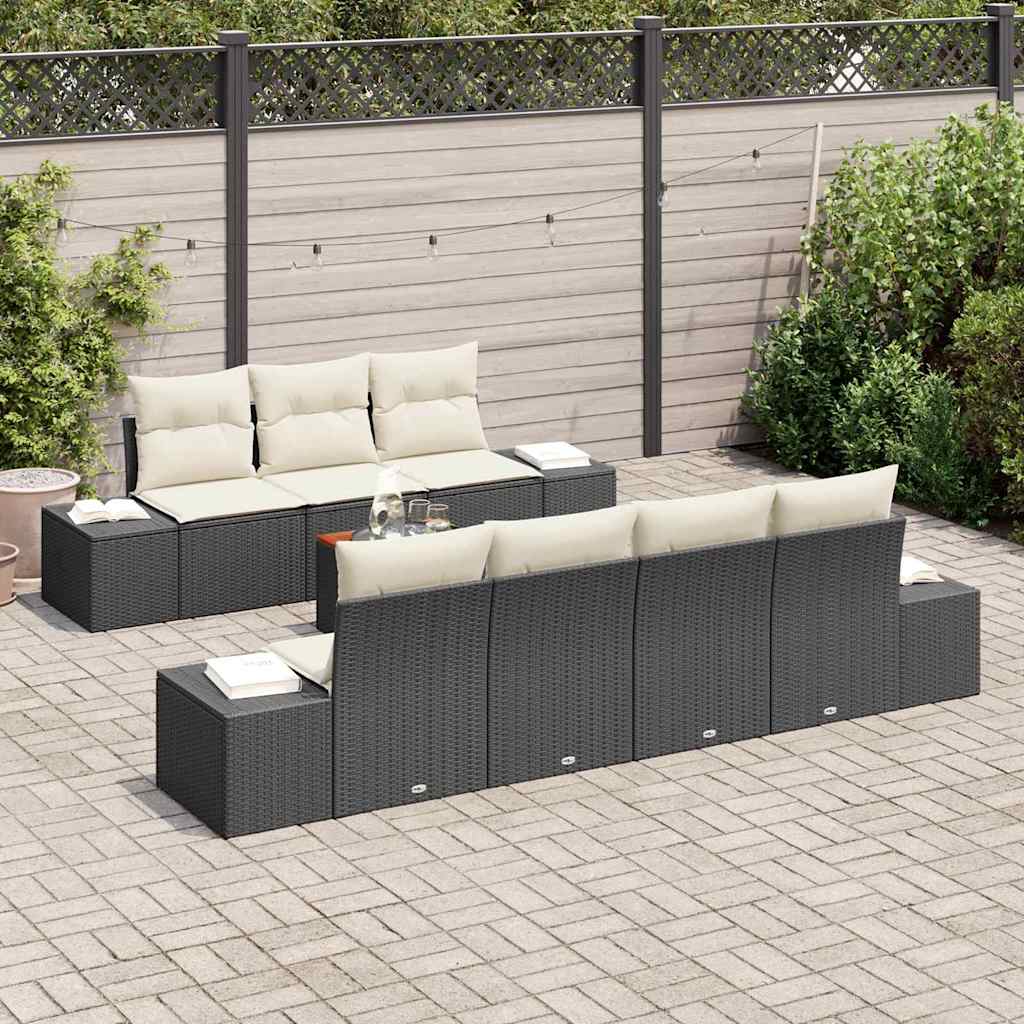Gartensofa-set 8 stk. Schwarz Poly-Rattan