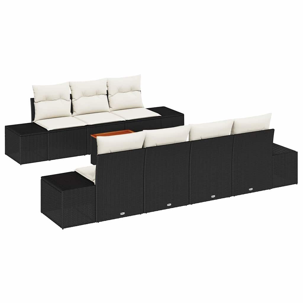 Gartensofa-set 8 stk. Schwarz Poly-Rattan