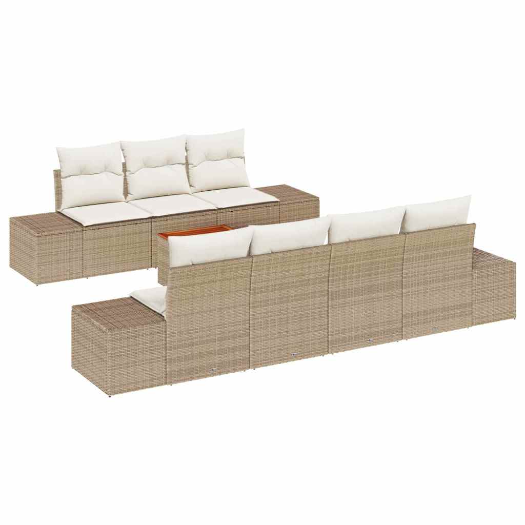 Gartensofa-set 8 stk. Beige Poly-Rattan