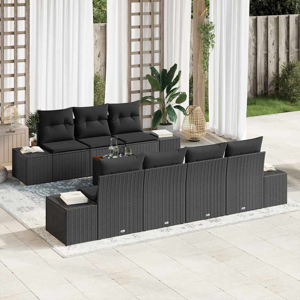 Gartensofa-set 8 stk. Schwarz Poly-Rattan