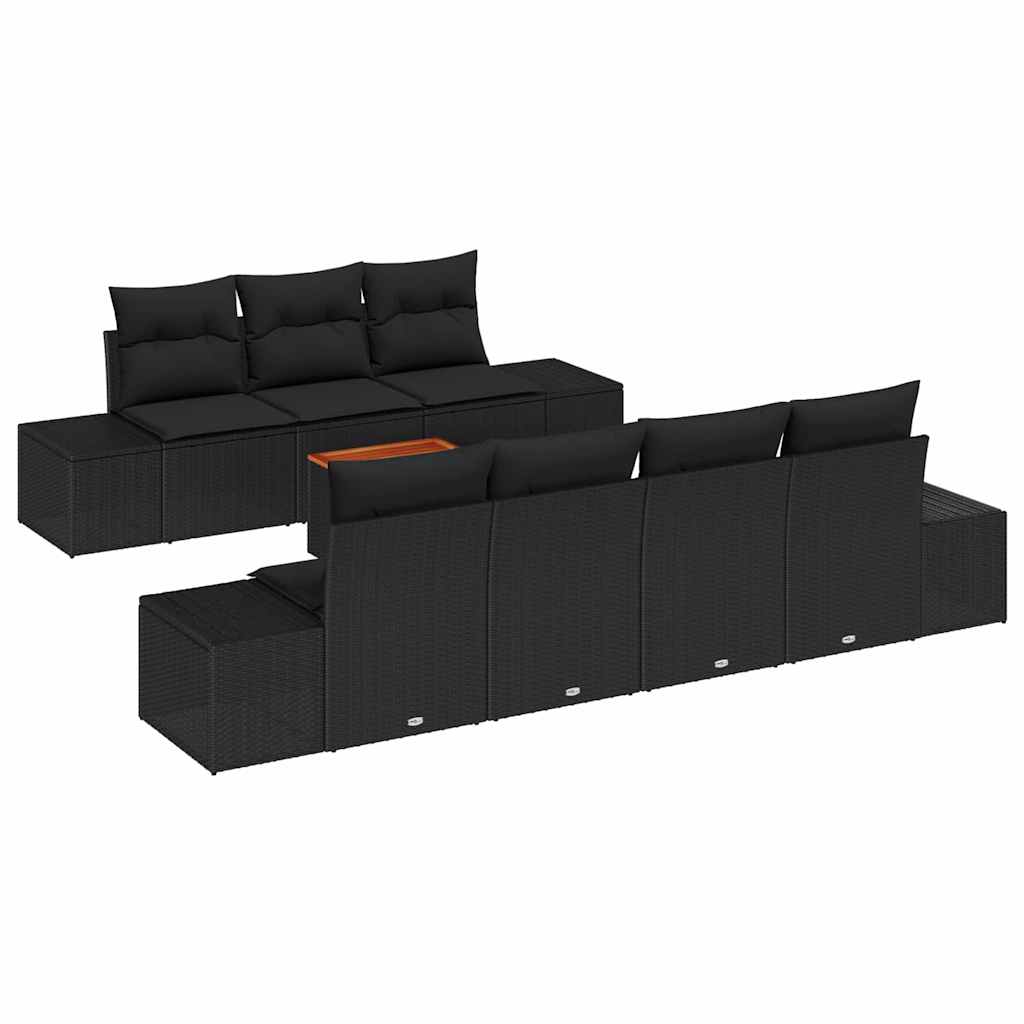 Gartensofa-set 8 stk. Schwarz Poly-Rattan