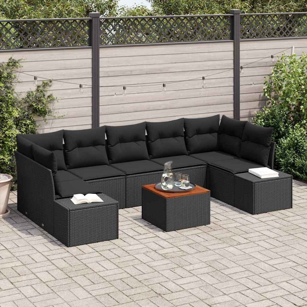 Gartensofa-set 8 stk. Schwarz Poly-Rattan