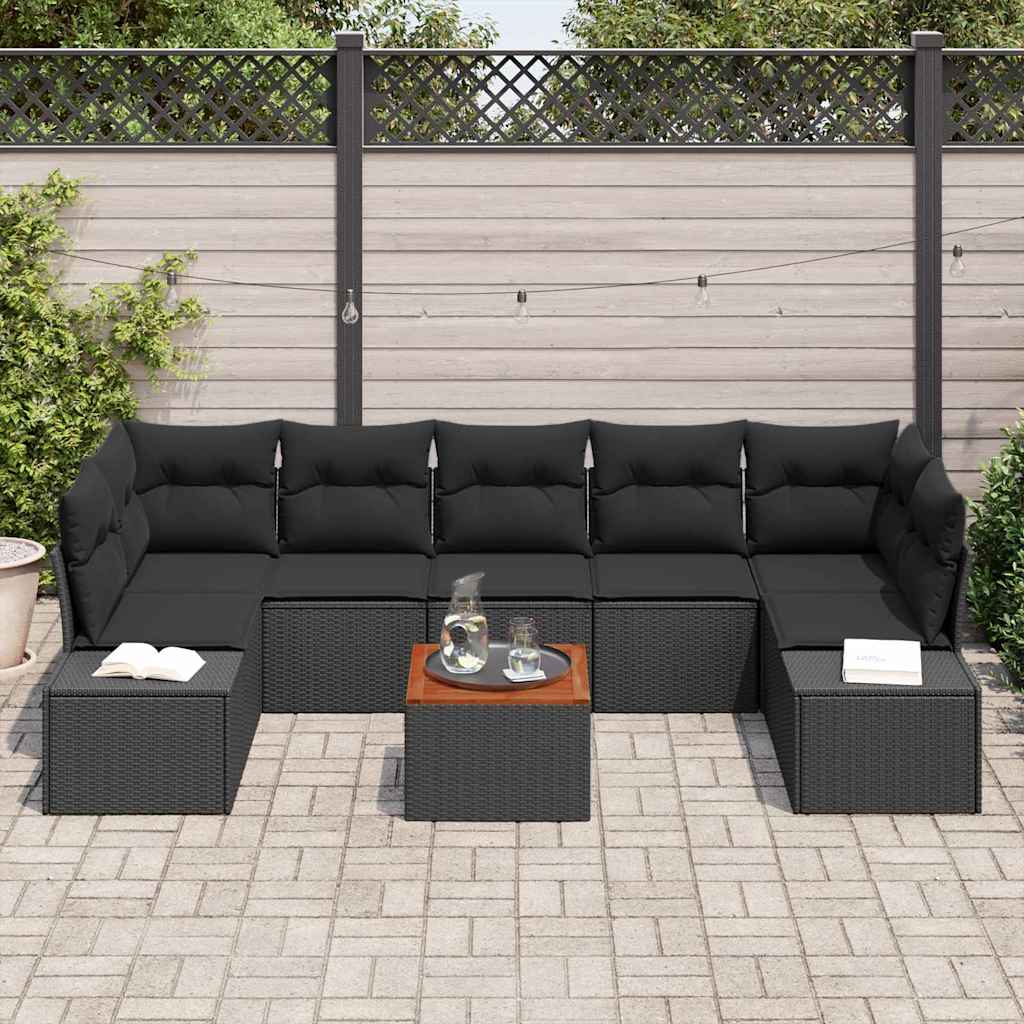 Gartensofa-set 8 stk. Schwarz Poly-Rattan