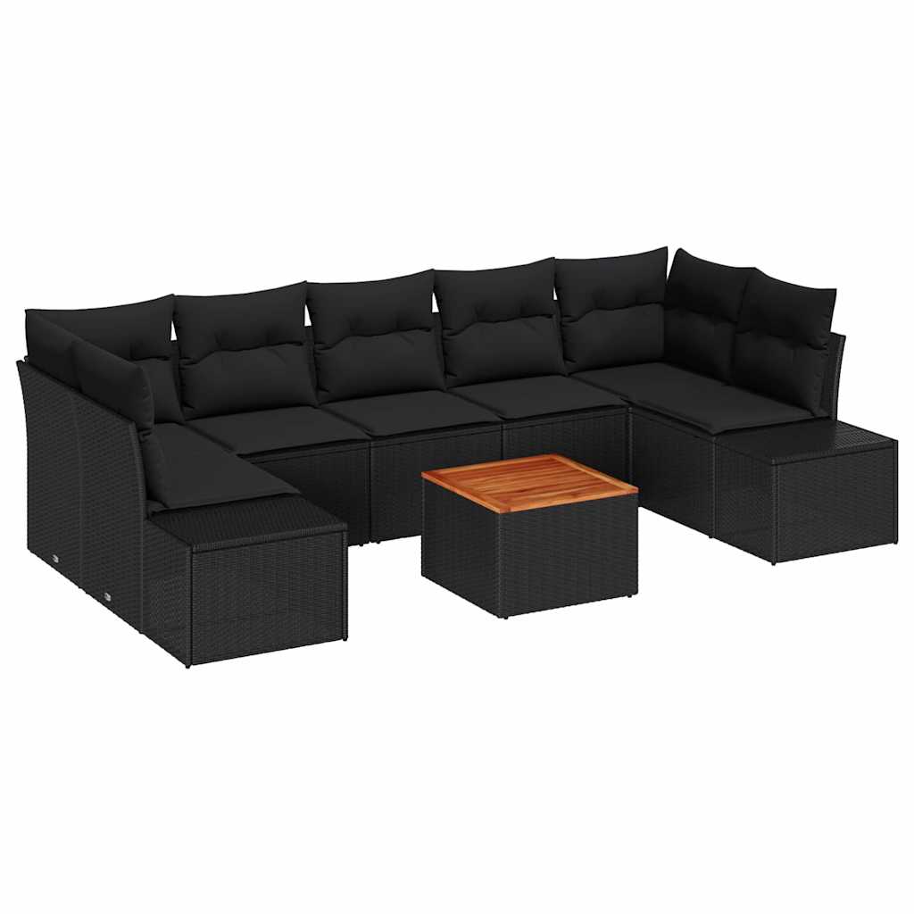 Gartensofa-set 8 stk. Schwarz Poly-Rattan