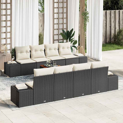 Gartensofa-set 9 stk. Schwarz Poly-Rattan